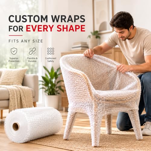 Image of Glaze Protective Bubble Wrap Roll | Air Cushion Packaging Material for Glassware, Electronics, Crockery & Fragile Products | Lightweight & Durable (5 Meter)