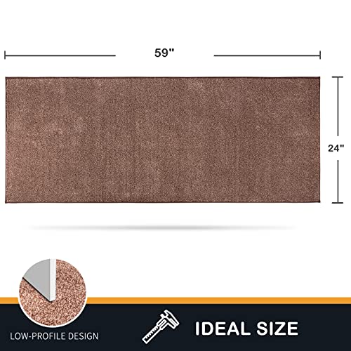 PURRUGS Dirt Trapping Door Mat 24" x 59", Non-Slip Machine Washable Entry Rug, Shoe Scraper, Dog Doormat, Super Absorbent Welcome Mat for Front & Back Door, Muddy Shoes & Paws, Brown-Light Cream