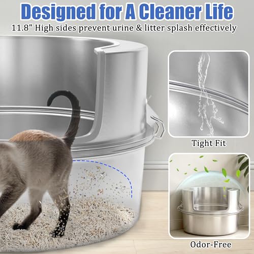 Arenero de Acero Inoxidable para Gato, Extra Grande con Tapa miniatura 5