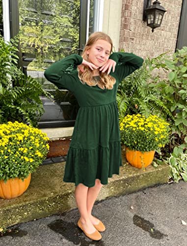 Arshiner Girls Sweater Dress Long Sleeve Knit Casual Swing Fall A-line Tiered Dresses with Pockets for 5-14 Years Kids2