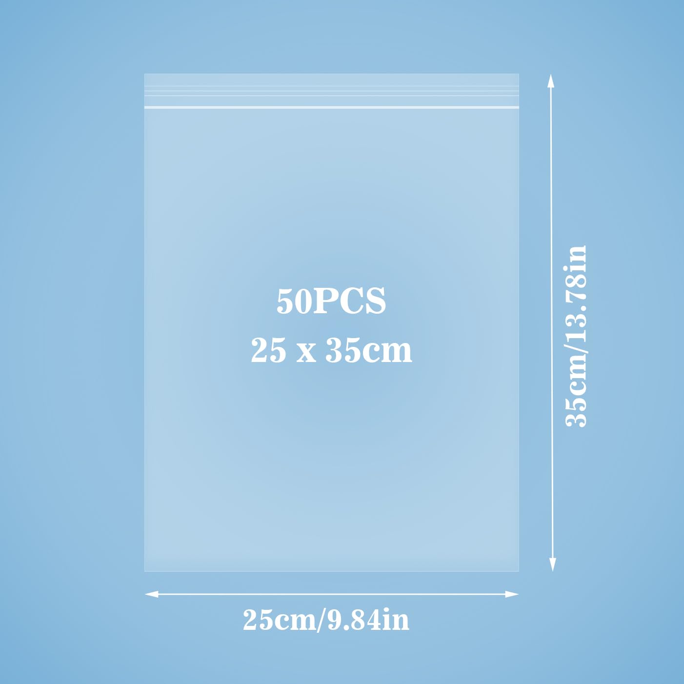 Resealable Grip Seal Bags, Clear, 25x35cm, 50PCS - Ideal for Storage of Nuts Grains, Collectibles, Clothes - Image 2