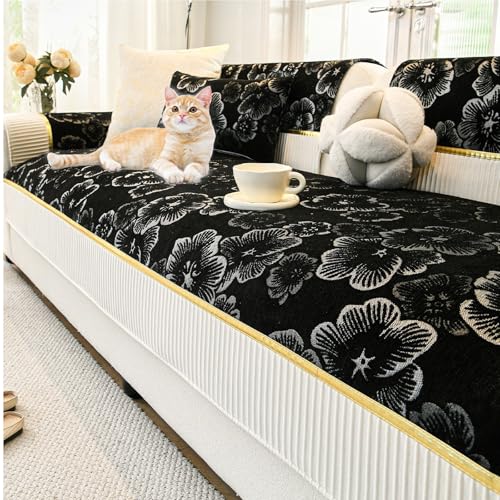 Image of Soft Sofa Slipcover, Durable Sofa Cover, Chenille Couch Protector, Stretch Non-Slip Furniture Cover for L/U-Shaped Sectional, Washable Pet Protection (B,70x90cm/27.6x35.4in)