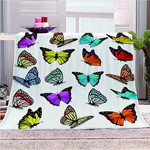 Couverture Impression 3D Papillon en Flanelle de Microfibre Haute Densité - 2