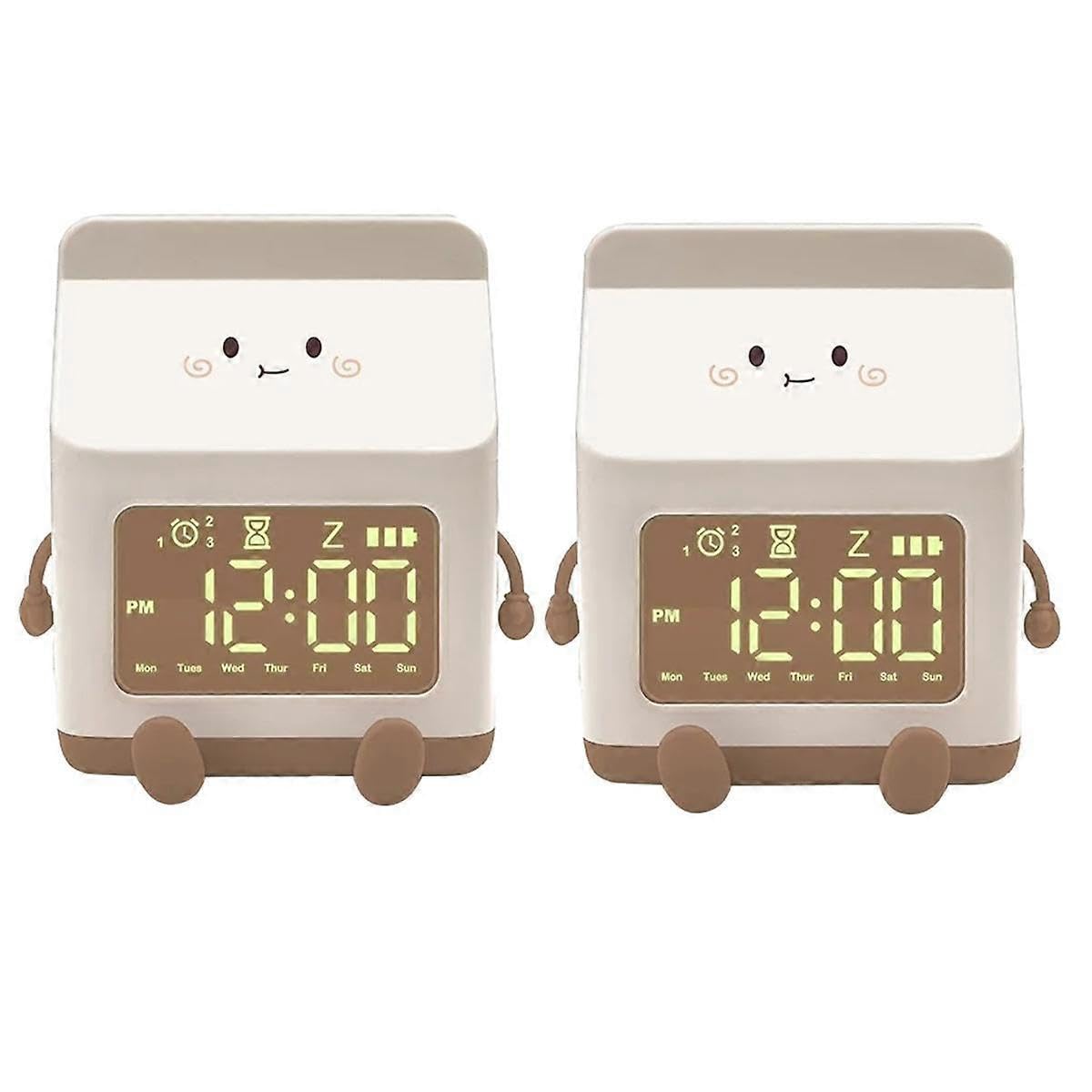 JOYHAPPST Milk Carton Electronic Alarm Clock Student Mini Countdown Cute Small Alarm Clock Bedroom Clock Brown