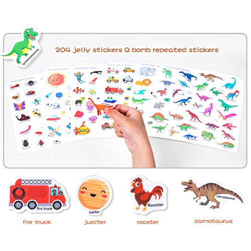 Image of Jelly Reusable Sticker Books, Portable Travel Toys Sticker Activity Book for Kids 3+ Year Old Girls Boys, Animal Insect Sea Ocean Space