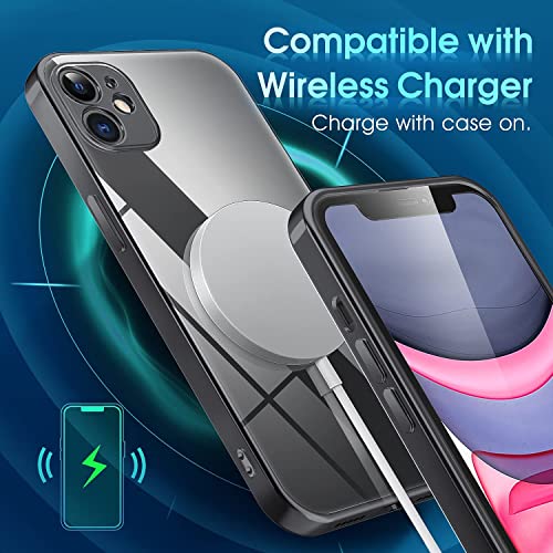 Image of VONZEE Thermoplastic Polyurethane Transparent Case Compatible With Iphone 11 (6.1 Inch), Luxury Electroplated Soft Edge Bumper Case, Full Camera Protection & Shockproof Case Cover , Black