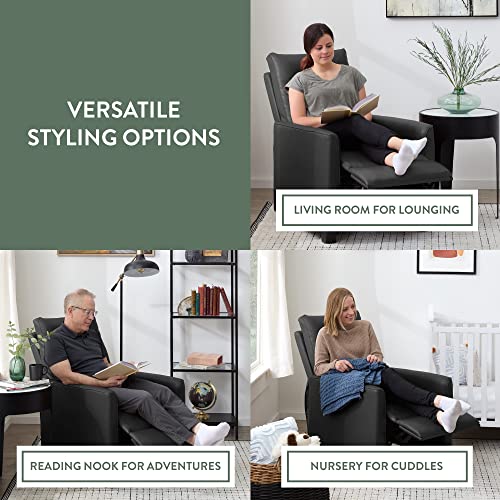 Edenbrook Adams Round Arm Black Recliner Chair - Living Room Chair, Black #TOP2