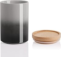 Vista 36 de SWEEJAR – Recipiente de cerámica para almacenamiento de alimentos, recipientes apilables con tapa hermética de madera para servir café molido, té