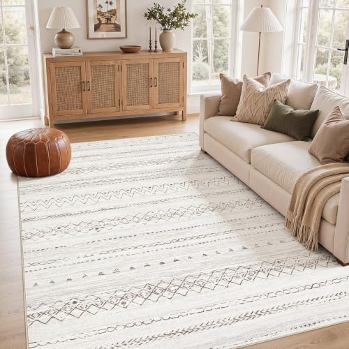 Image of cotiled Boho 5x8 Area Rugs for Living Room: Soft Moroccan Washable Rug