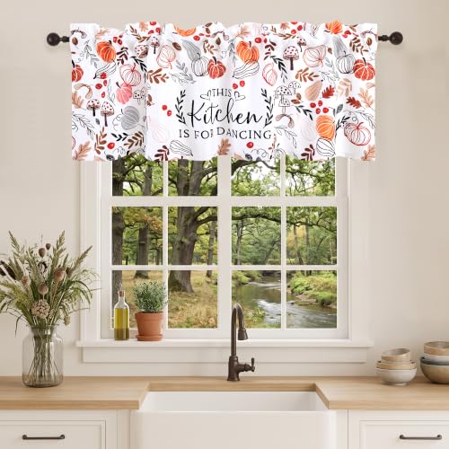 DWCN Kitchen Orange Rod Pocket Valance for Windows 42 x 12 Inch, 1 Panel