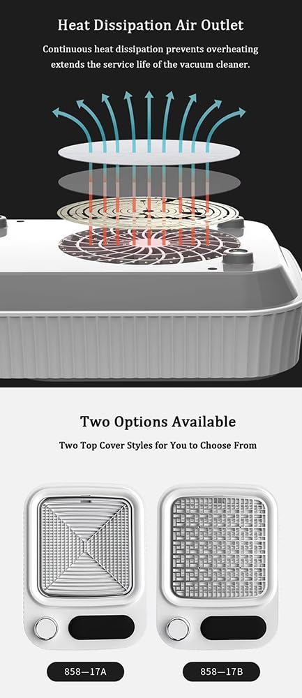 Low Noise & Portable Nail Dust Collector, 80W High Power Adjustable Suction Nail Vacuum with Washable Filter for Manicure Pedicure, Professional Nail Salon & Home Use (White-B)