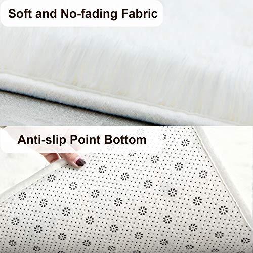 Twinnis Super Soft Shaggy Rugs Fluffy Carpets 8X10 Feet, Indoor Modern Plush Area Rugs For Living Room Bedroom Kid Room Nursery Home Decor, Upgrade Anti-Skid Durable Rectangular Fuzzy Rug, Cream White #TOP1