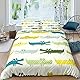 Homewish Jungen Krokodil Bettwäsche-Set 135x200, niedliche Cartoon Tier Bettbezug für Kinder Jungen Wildlife Bunte Tagesdecke Abdeckung Schöne Reptil Tröster Abdeckung Kinder Schlafzimmer Dekor