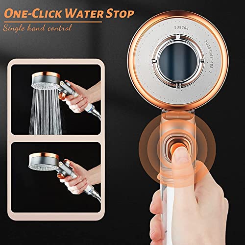 Image of Ecom City Filtered Hand Held Shower Head Ionic Shower Head Help Reduces hair loss.Shower Filter Rainfall Spa Water Saving, Purifies Water, Remove Chlorine (Silver Orange)