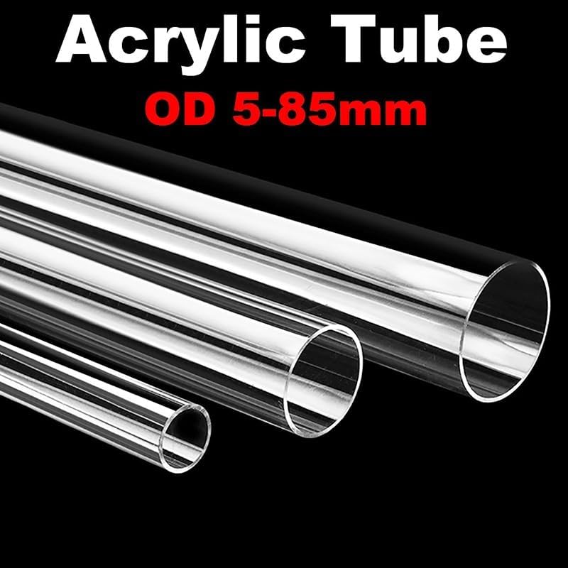 Acrylic Tube High Transparent Glass Pipe Length 50cm, for Fish Tank Aquarium Garden Irrigation Pipe Fitting(OD10 x ID8mm)