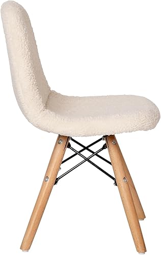 Miniatura 7 de Flash Furniture Zula - Silla moderna acolchada de piel de oveja sintética para niños, tapizado acolchado de piel de oveja sintética color blanco