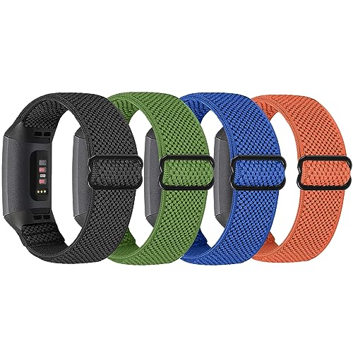 Vodtian Elastic Nylon Watch Band Compatible with Fitbit Charge 4 /Fitbit Charge 3 /SE, Adjustable Braided Solo Loop Sport Straps Replacement Wristband for Women Men by Vodtian - Used condition - US$8.99