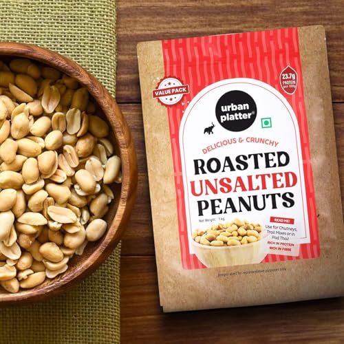 Image of Urban Platter Roasted Unsalted Peanuts, 1kg (Skin Removed | Vacuum Packed | Product of Bharuch)