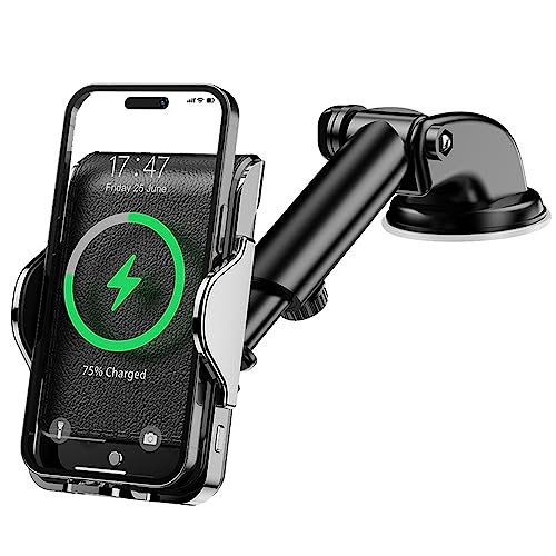 RIWPKFH Chargeur de voiture sans fil, 15 W, auto-serrage rapide, grille d'aération, support de téléphone pour smartphone