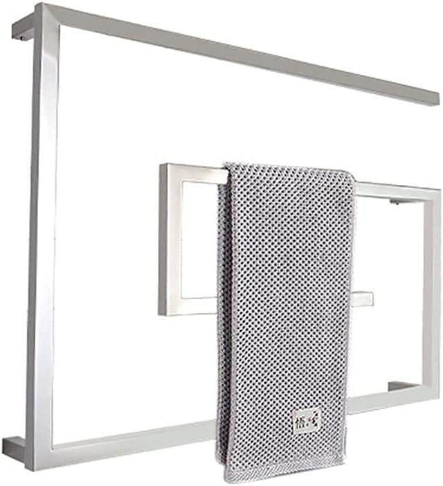 Towel Rack Towel Drying Rack Wall Mount Heated Stainless Steel Towel Warmer for Bathroom Built-in Thermostat, Wall-Mounted & Plug-in Design Easy Install (600X600X120MM)