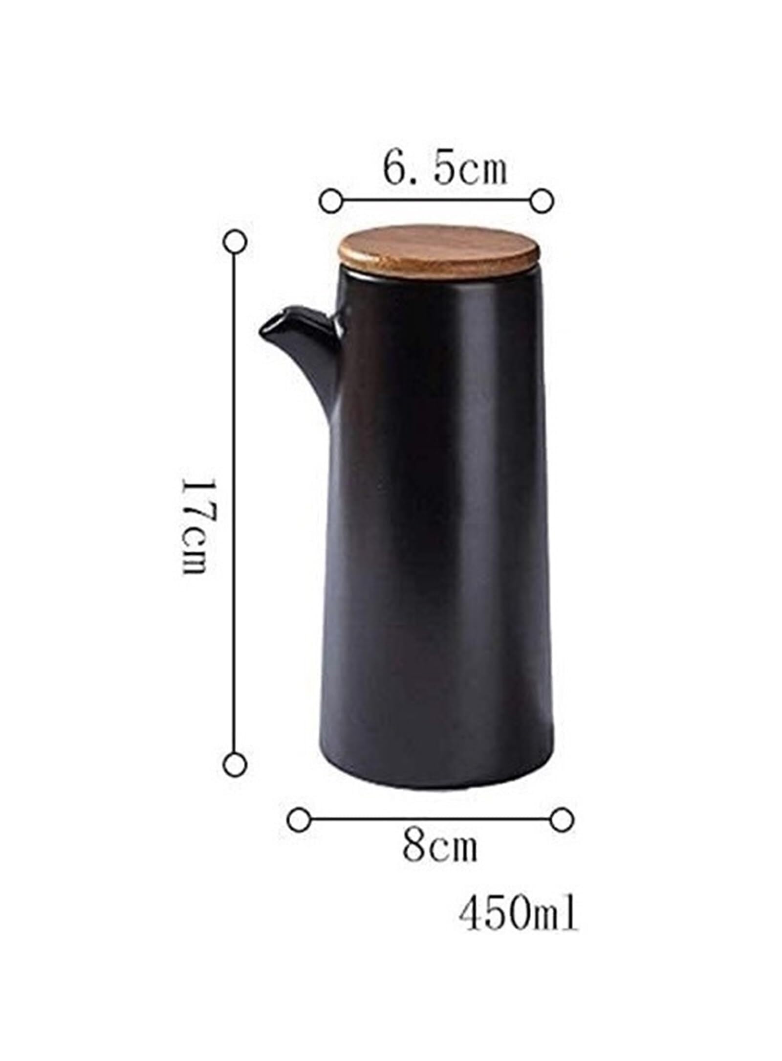 Distributore di Olio e aceto in Ceramica da 450 ml con Coperchio sigillato, Bottiglia di Olio Nera per Salsa di soia, aceto e condimenti liquidi