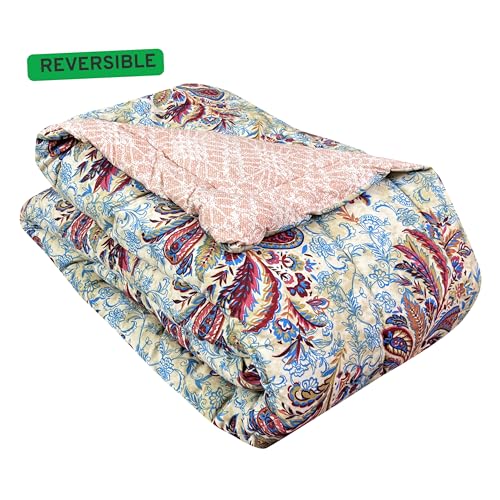 Image of Signature Reversible Super Soft Double Bed Comforter /Quilt Set 350GSM 88x90 inches, and Fitted Elastic Bed Sheet with Pillow Covers (Trendsetter, Comforter Only)