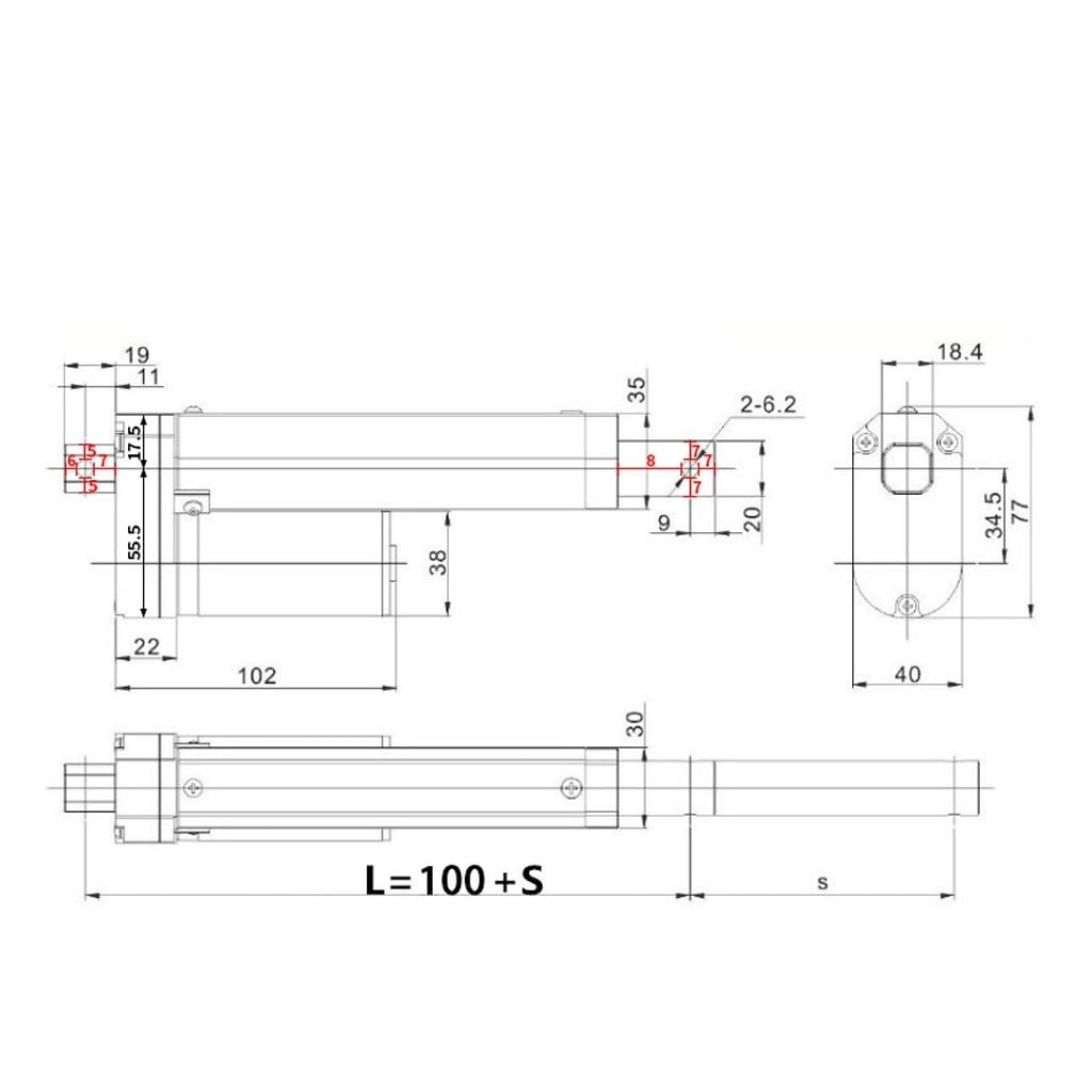 Siłownik liniowy o skoku roboczym, Siłownik liniowy 20-1000 mm Skok 50 kg Siła ciągu 20 mm/s 12 V/24 V DC(Stroke 650mm,DC 12V)