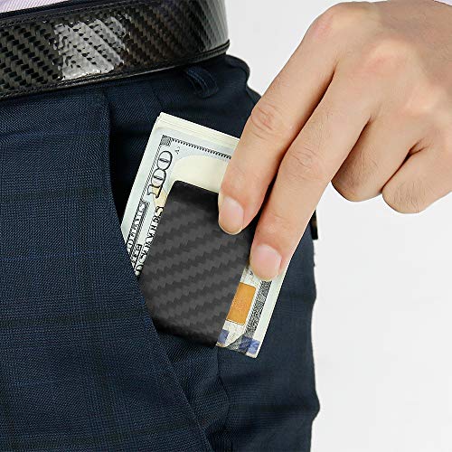 Image of MONOCARBON 2in1 Carbon Fiber Money&Credit Card Clip,RFID Blocking Wide Credit Card&Cash Holder for Men Front Pocket