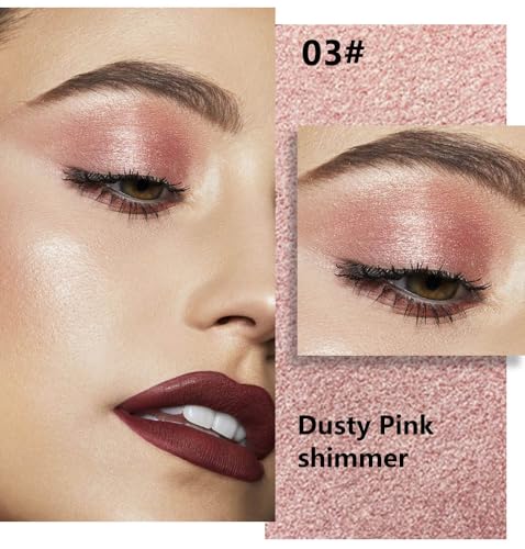 evpct Dusty Pink Champagne Single Eyeshadow Palette, Rose Gold Ice Pink Nude Glitter Cream Eye shadow Palette Singles Brightener Makeup for Older Women, High Pigment Waterproof Monochrome Eyeshadow - Thumbnail 2