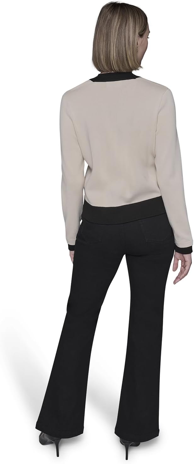 KARL LAGERFELD womens Long Sleeve Sweater Preppy Essential Cardigan - Image 4