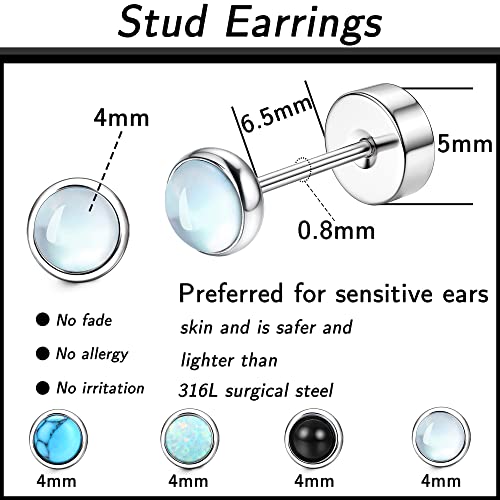 Ironbox Titanium Earrings Flat Back G23 Pure Titanium Earrings Hypoallergenic Stud Earrings For Sensitive Ears Opal Cz Flat Back Earrings For Women #TOP1