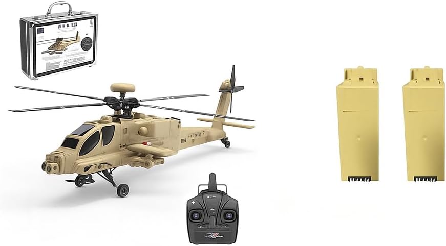 F11N AH-64D RC Helicopter for Adults, 1/32 Flybarless Military Helicopter with Optical Flow, Military Stunt Remote Control Aircraft Gift for Adults (RTF Version) (Triple Batteries Powered)