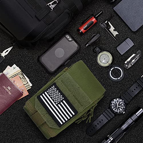 Tactical Molle Pouch, Haomuk Edc Pouch Tactical Phone Holster Waist Pack Small Utility Pouch Organizer Vest Belt Accessories With Flag (Green) #TOP4