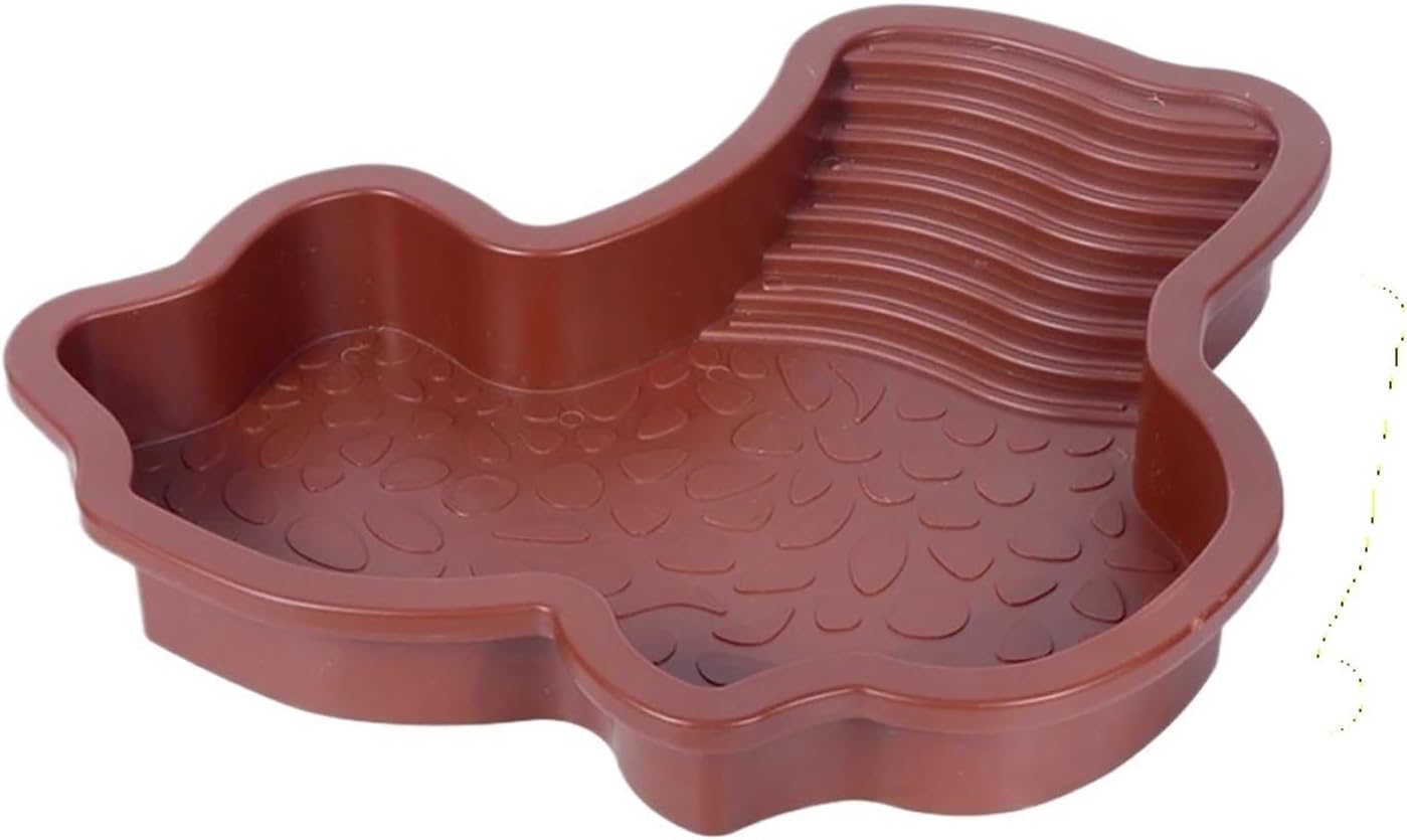 CDY Turtles Bathing Pool Water Bowl with Slip Proof 35x28.50cm Friendly Habitat with Steps for Reptiles Resting and Soaking(Yellow)