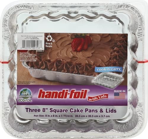 HANDI FOIL Cook n Carry Square Cake Pan with Lid, 3 CT