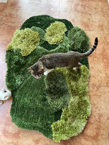Lzteck Patchwork,Abstract,Geometric Shag, Artificial Grass Area Rug, Fake Grass Moss Tundra Rugs, Fluffy Kids Toddles Carpets, Living Room,Nursery Mats,Balcony,Patio Rugs 2.6X3.9Ft #TOP1