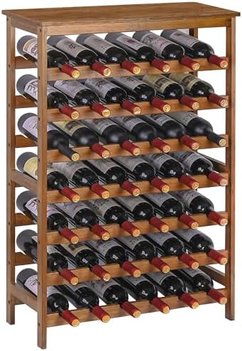 VASMIA 42 Bottles Bamboo Wine Rack,7-Tier Wine Rack Freestanding ...