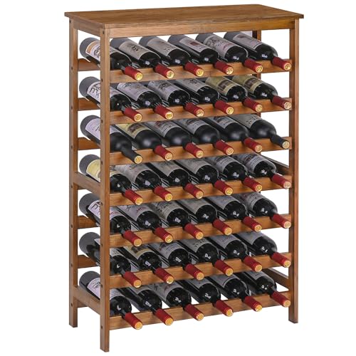 SONGMICS 30-Bottle Wine Rack, 5-Tier Freestanding Floor Bamboo Wine Holder, Wave