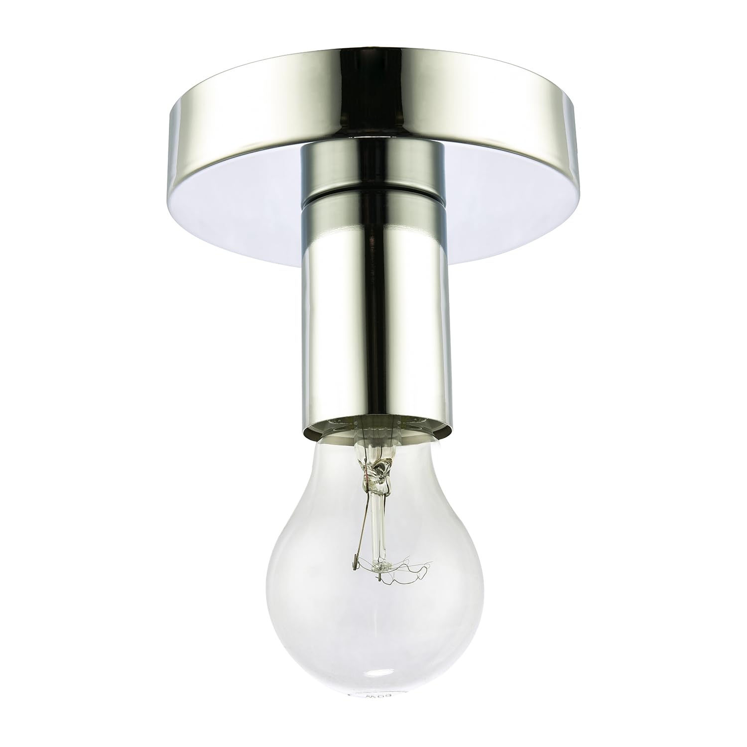 Happy Homewares Chrome Polished Ceiling Or Wall Light Fitting To Showcase Industrial Style Light Bulbs | 12Cm X 8Cm | 1 X 11W E27