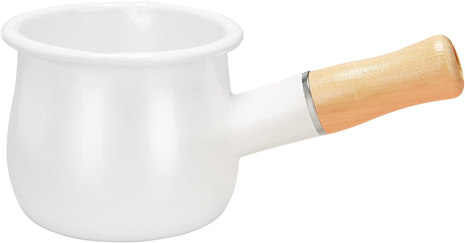 Sponsored Ad โ Enamel Milk Pan, Mini Butter Warmer 10cm Enamelware Saucepan Pan Cookware with Wooden Handle, Perfect Size for Heating Smaller Liquid Portions. (White)