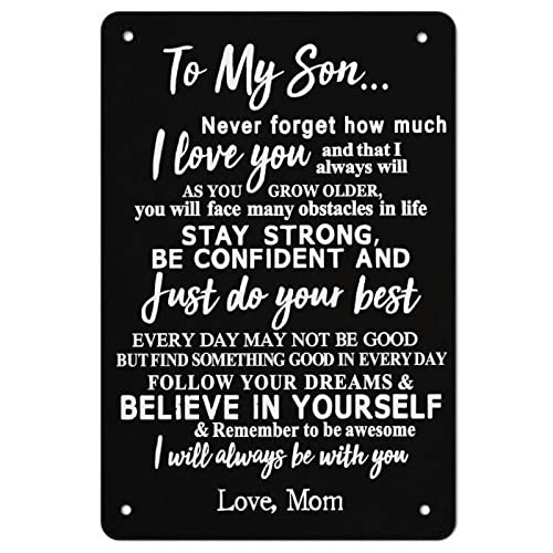 To My Son Poster Sign Decor 8X12In Aluminum Metal Poster Wall Art Decoration For Bedroom Kitchen Home Coffee House Restaurant Porch Station Bar Garage #TOP4