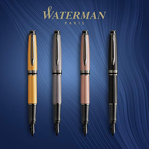 Waterman Expert Rollerball Pen, Metallic Silver Lacquer With Ruthenium Trim, Fine Point, Black Ink, With Gift Box #TOP5