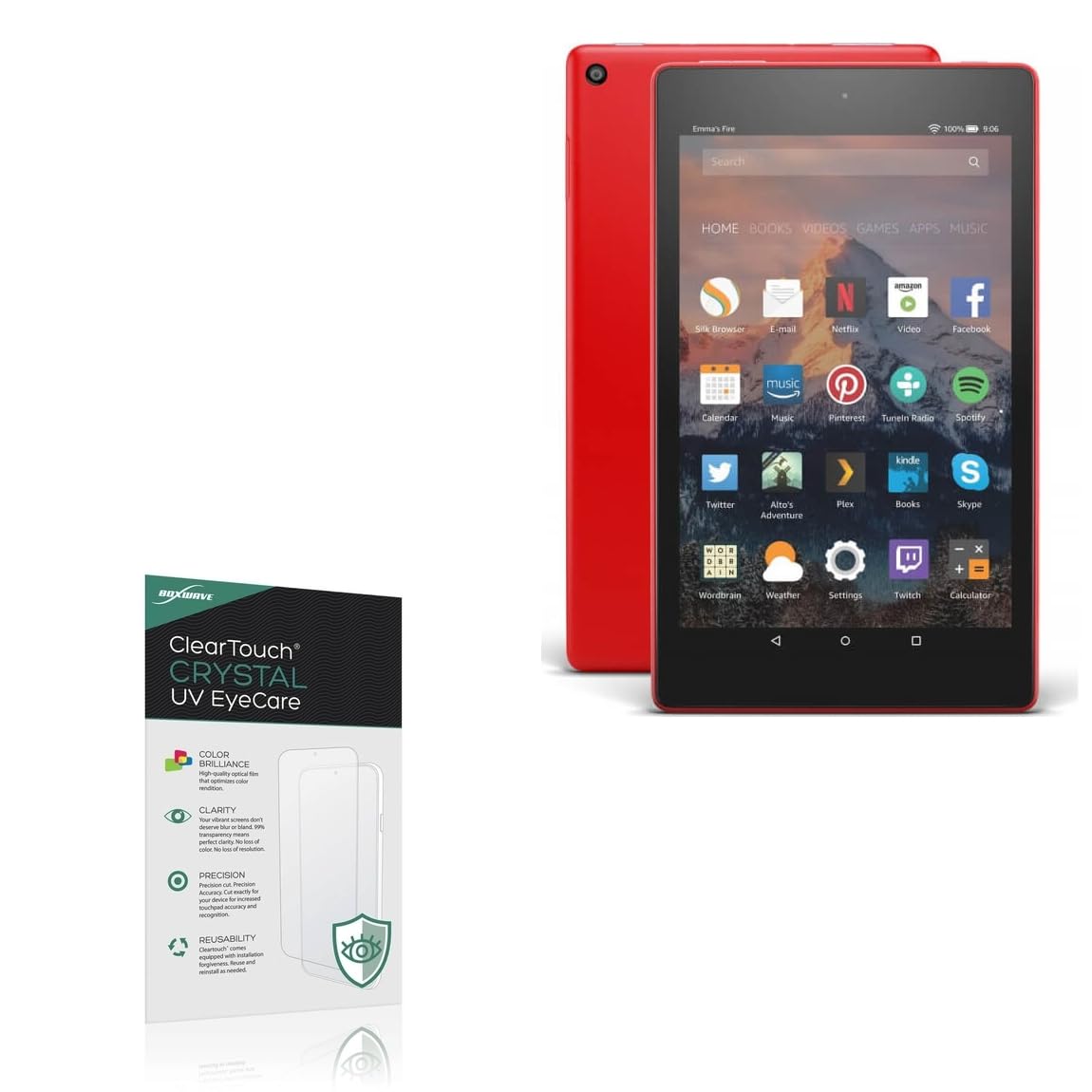 BoxWave Screen Protector Compatible With Amazon Fire HD 8 (7th Gen 2017) - ClearTouch Crystal Anti-UV EyeCare (2-Pack), Filters out Harmful Blue Light Reduce Fatigue