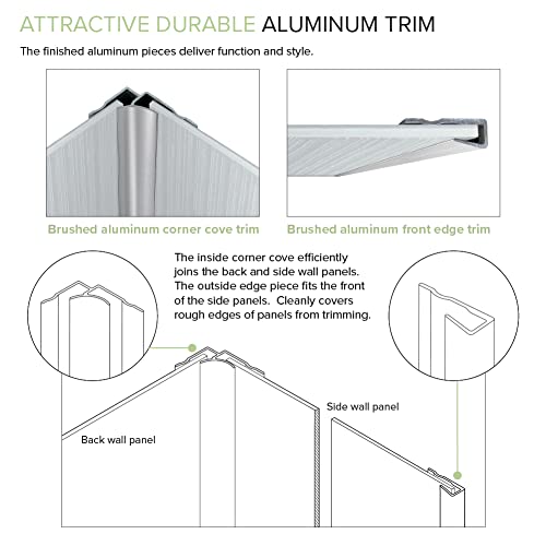 Transolid Pwkx60368412-240 60" X 36" X 96-In Glue 6-Piece Shower Wall Kit, Dark Grey #TOP4