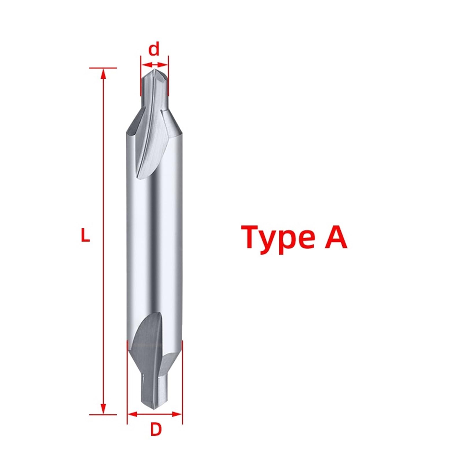 Brocas centrales Brocas de carburo for avellanado de 60 grados, brocas angulares for metal, herramientas de perforación CNC for metalurgia dura, acero de tungsteno, 1 pieza(D2.5xD6)