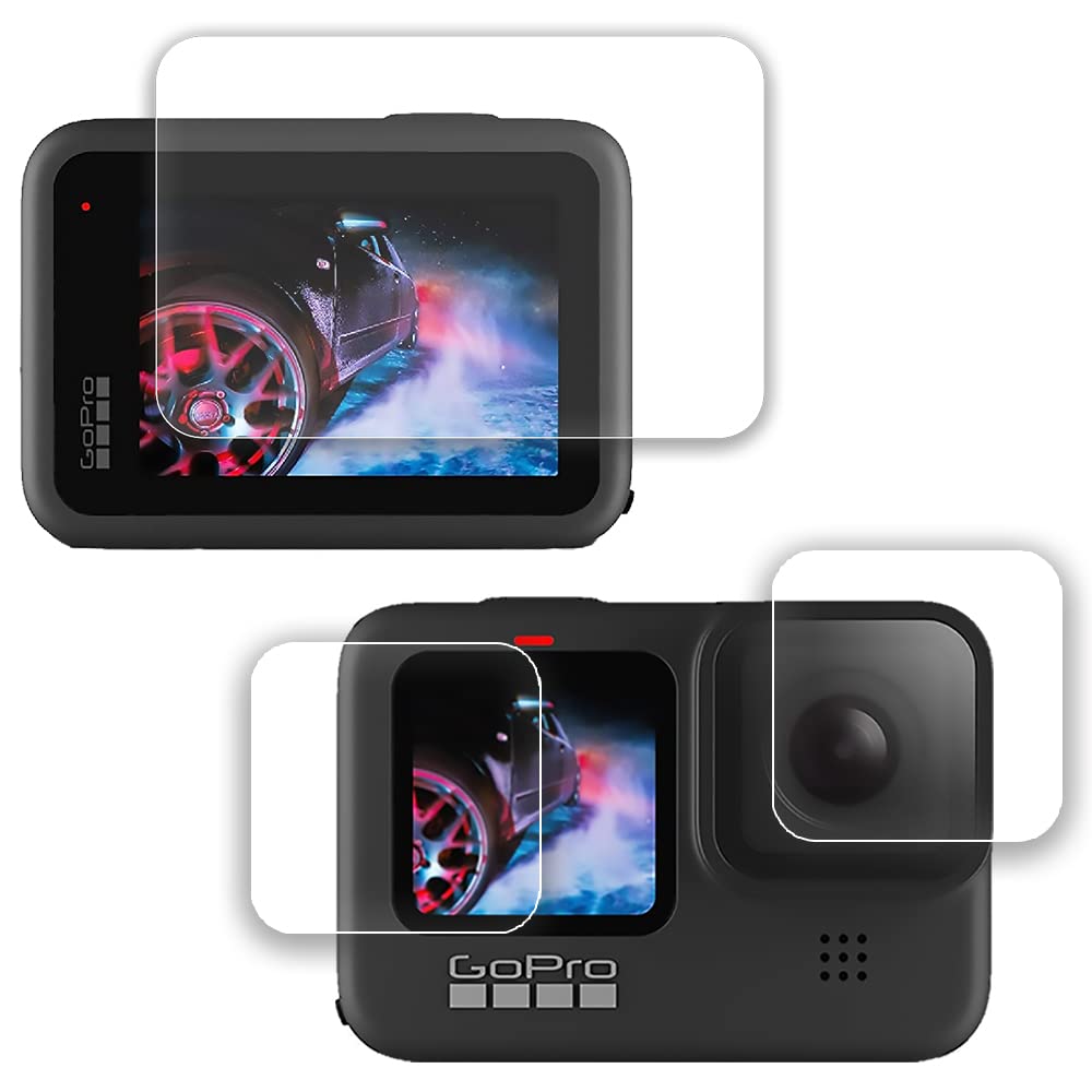 3 IN 1 Tempered Glass Screen Guard Protector Compatible for Go Pro Hero 12 / Hero 9 / Hero 10 / Hero 11 Action Digital Camera with Full Coverage & Easy Installation Kit; (Complete Set Of 3 Glass)