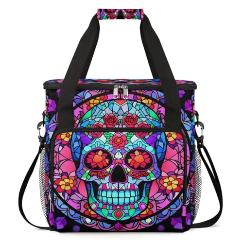 oooJHooo Coffee Maker Carrying Bag Glass Painting Sugar Skull Single Cup Coffee Maker Travel Bag Compatible with Keurig K-Mini or K-Mini Plus, Portable Storage Bag with Shoulder Strap,AZ-172 -  A-002W-003-0727-01-2515-002A