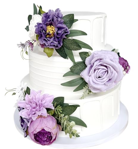 Pre-Made Silk Flowers for Cakes Decorations Light Lavender Dusty Purple