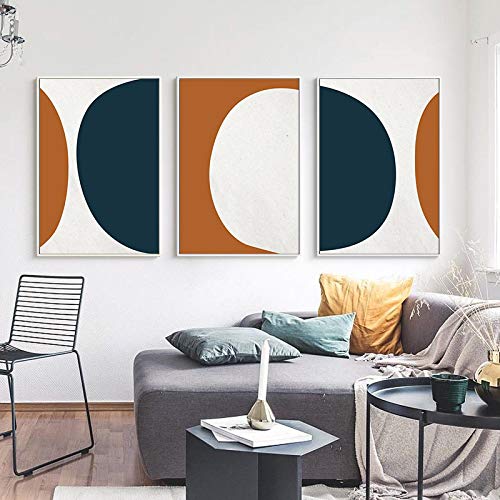 Art mural géométrique abstrait scandinave triptyque 70x100cm pour grand mur