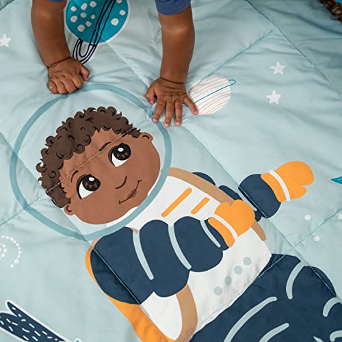 Image of Little Muffincakes Ashton Toddler Quilted Blanket, Astronaut in Space Print, 42.0 inch x 34.0 inch, 18 Months & up, Blue